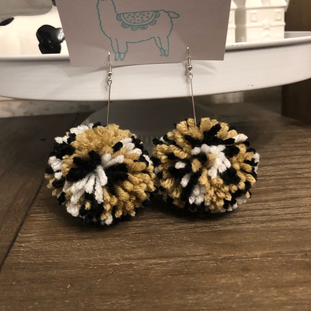 Leopard print Pom Pom earrings